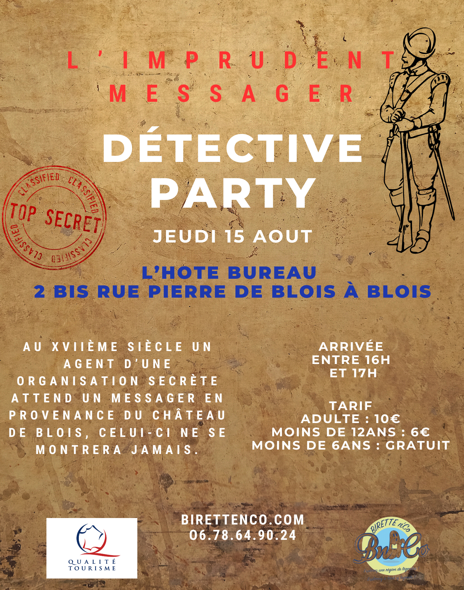 Birette n'co, départ de Detective Party depuis l'Hôte Bureau à Blois